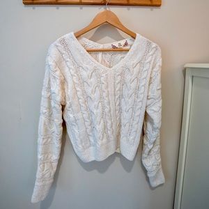 Pink Rose crop v neck sweater